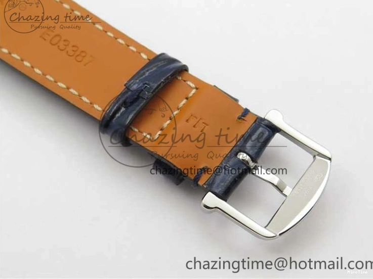 MIROTIME 1224 Portofino 37mm SS V7F 1:1 Best Edition Blue Dial Diamonds Bezel on Blue Leather Strap A Chic 7093